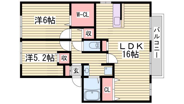 フレマリール手柄南(2LDK/1階)の間取り写真