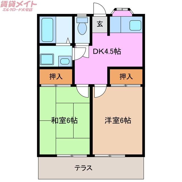 ファミールいとう(2DK/1階)の間取り写真