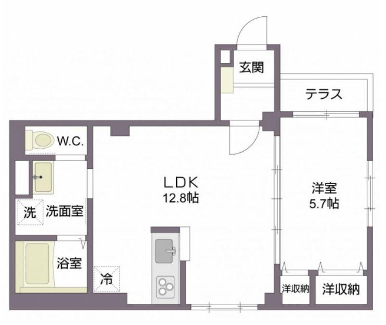 トリニティ シロカネ(1LDK/1階)の間取り写真