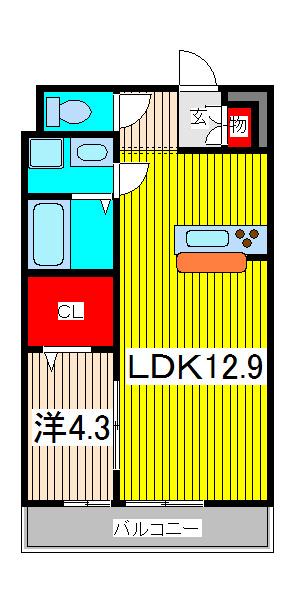 リブリ・もちの木(1LDK/2階)の間取り写真