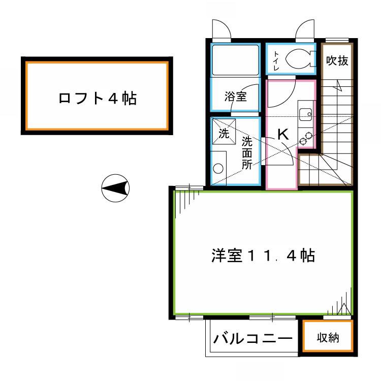 PALMGROVE(1SK/2階)の間取り写真