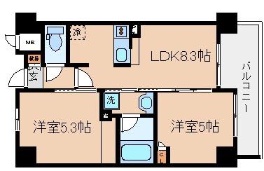 エステムプラザ神戸西IVインフィニティ(2DK/5階)の間取り写真