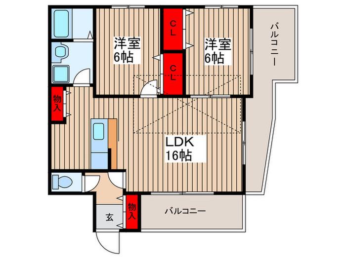 OPUSIII A(2LDK/2階)の間取り写真