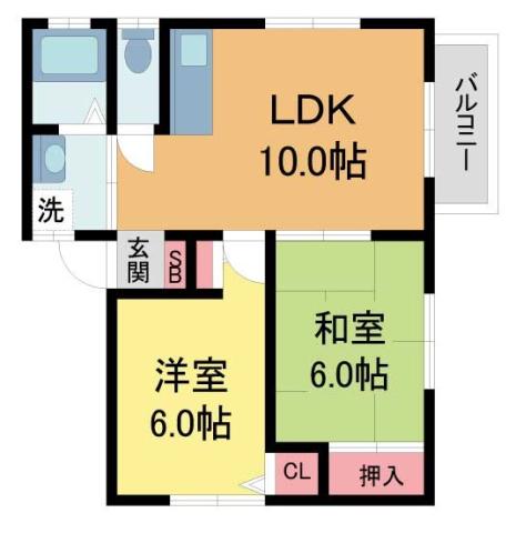 メゾン翠生園(2LDK/1階)の間取り写真