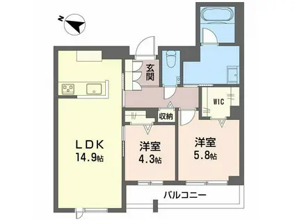 CASA ニックスV(2LDK/2階)の間取り写真
