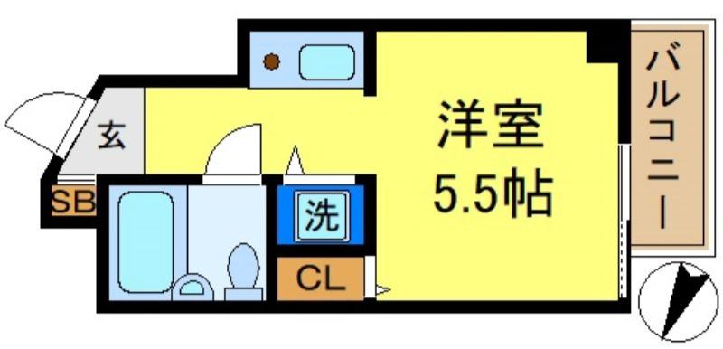 エスポワール新小岩(ワンルーム/8階)の間取り写真