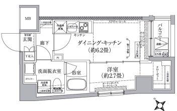 ティモーネ押上イースト(1DK/2階)の間取り写真