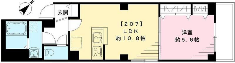 セントラルビューはなぶさ(1LDK/2階)の間取り写真