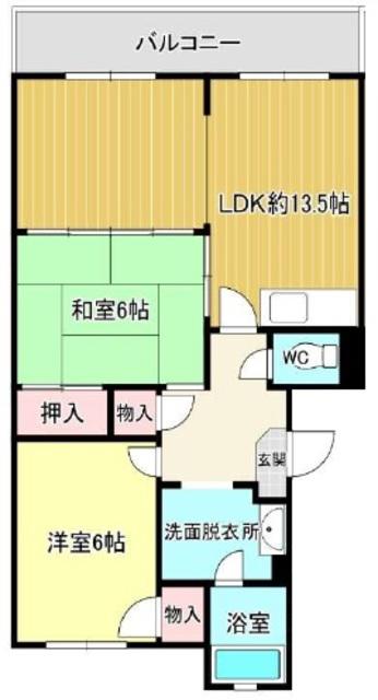 フェリカ葉山(2LDK/3階)の間取り写真