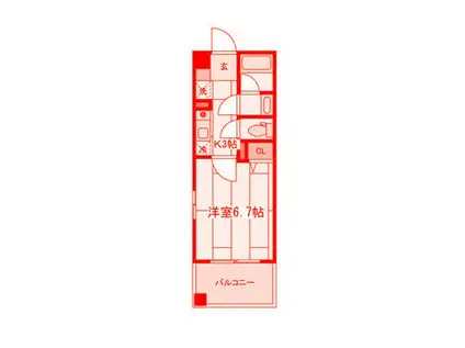 ライムレジデンス汐入(1K/4階)の間取り写真