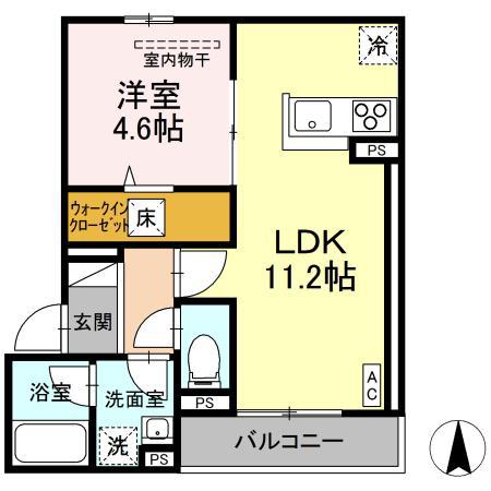 ラフィネ西桜町(1LDK/1階)の間取り写真