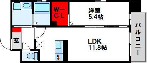 MUU.黒崎(1LDK/6階)の間取り写真
