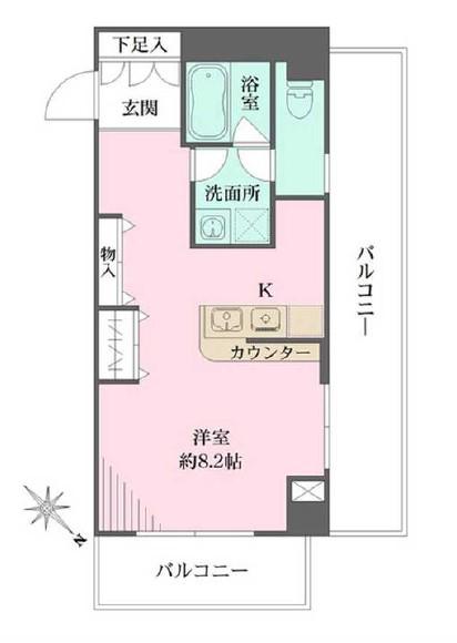 クリーンホームツルオカ(ワンルーム/6階)の間取り写真
