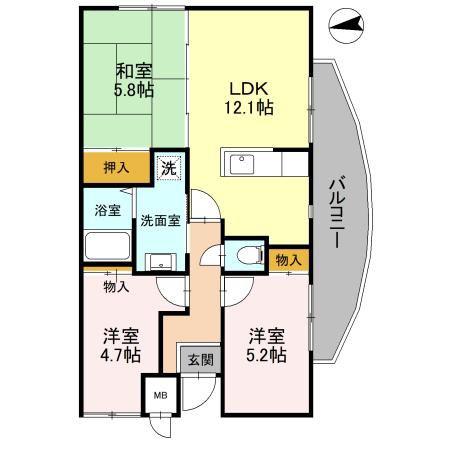 サンコート千代田(3LDK/1階)の間取り写真