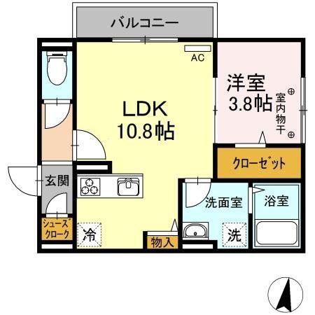 LUSSOII(1LDK/3階)の間取り写真