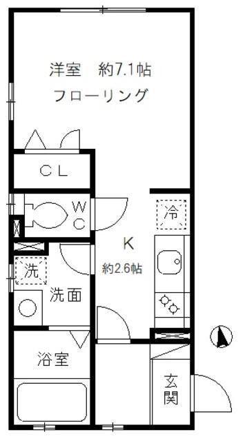 スカイテラス西麻布(1K/2階)の間取り写真