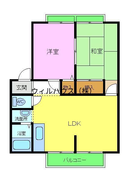 メゾンクレール(2LDK/2階)の間取り写真