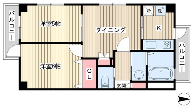 メルシー荏原コモード(2DK/3階)の間取り写真