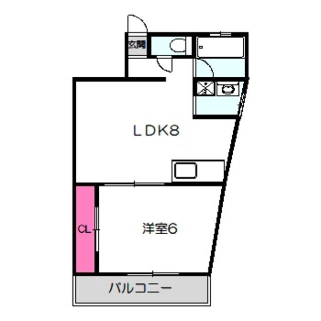 ウスヰマンション(1LDK/2階)の間取り写真