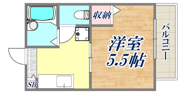 ソレイユ綾羽(1K/1階)の間取り写真