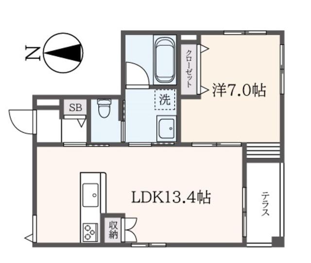 メテオレジデンス三軒茶屋(1LDK/1階)の間取り写真
