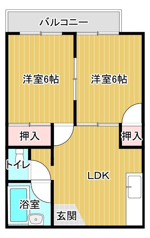 グリーンヒル(2LDK/2階)の間取り写真