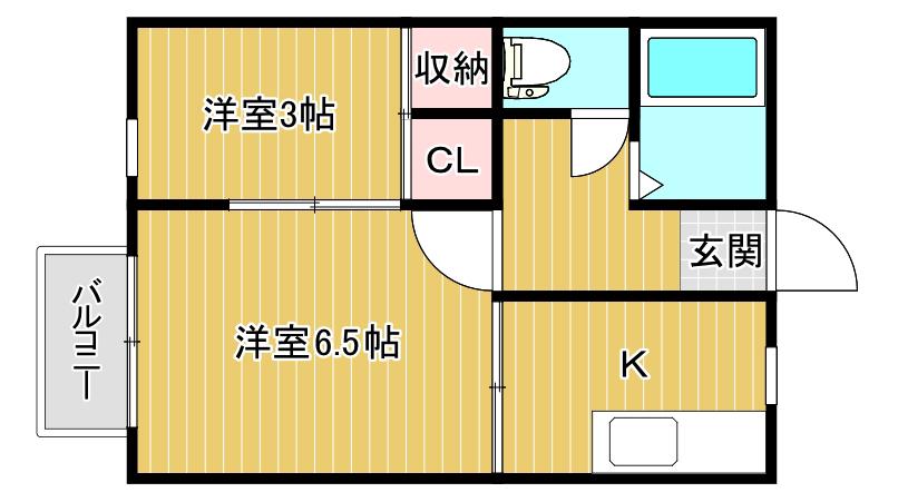 サンシティ(2K/2階)の間取り写真