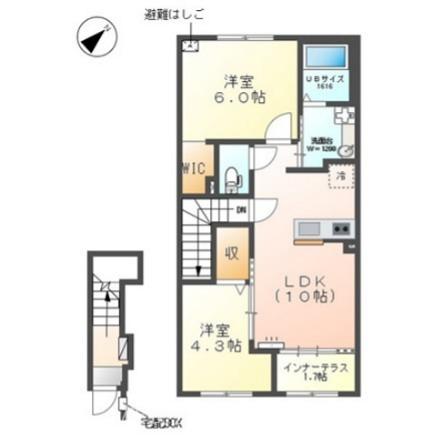 メルヴェール(2LDK/2階)の間取り写真