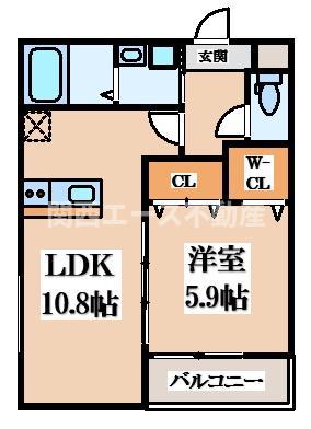 ヴェルメゾン南郷(1LDK/1階)の間取り写真