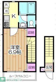柿の木ハウス(1K/2階)の間取り写真
