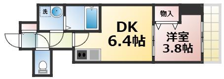 GARDENIA城東(1DK/6階)の間取り写真