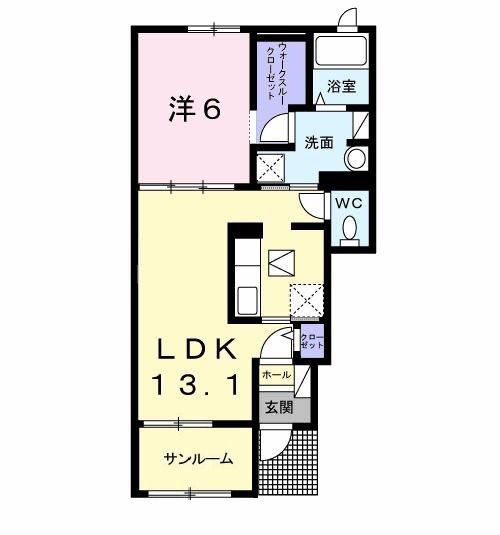 プライム アルファ(1LDK/1階)の間取り写真