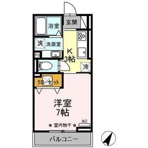 ソレイユ(1K/1階)の間取り写真
