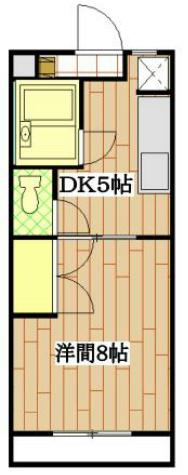 マンション金丸(1DK/2階)の間取り写真