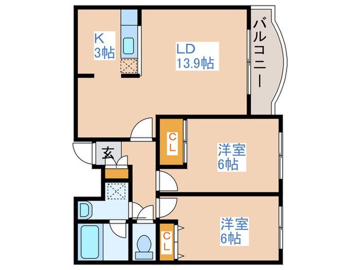 ソレアード92(2LDK/2階)の間取り写真