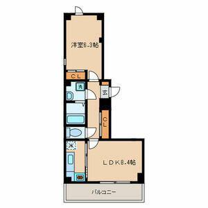 都営新宿線 菊川駅(東京) 徒歩1分 9階建 築19年(1LDK/4階)の間取り写真