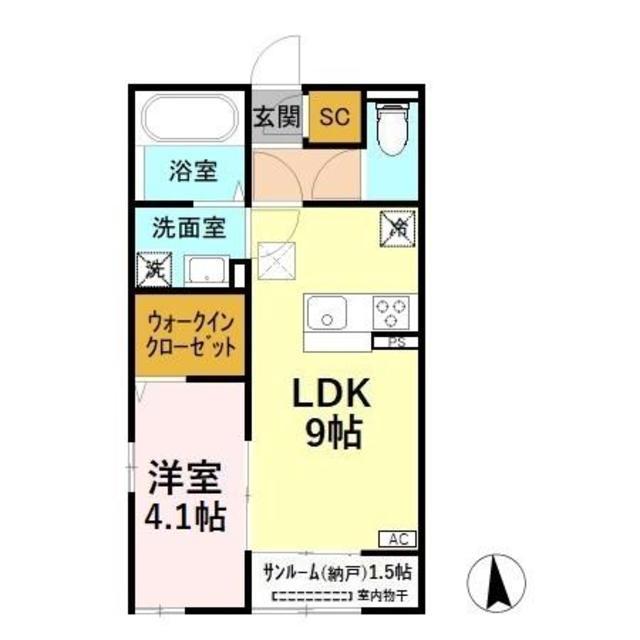 上越新幹線 長岡駅 徒歩23分 2階建 築7年(1SLDK/1階)の間取り写真
