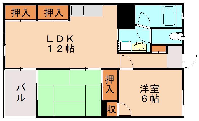フォーレスト折尾(2LDK/4階)の間取り写真