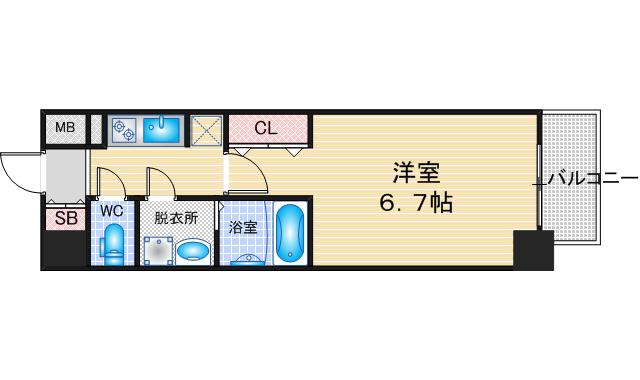 S-RESIDENCE志賀本通DEARLY(1K/2階)の間取り写真