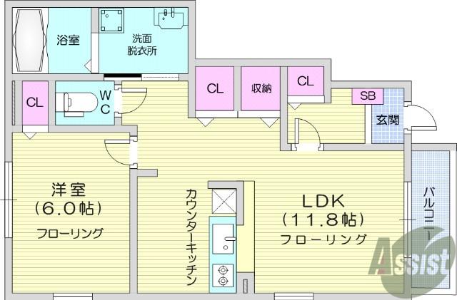 フェアリーテール(1LDK/1階)の間取り写真