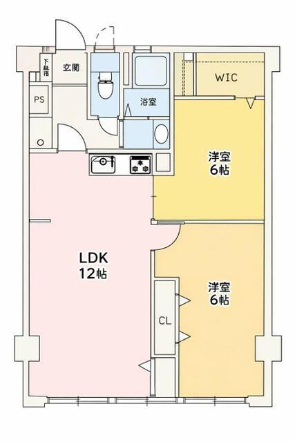 東和ビル(2SLDK/6階)の間取り写真