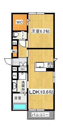 フローリッシュII(1LDK/2階)の間取り写真