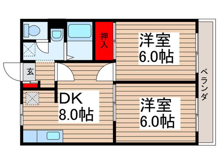 フェスタ鎌倉(2DK/1階)の間取り写真