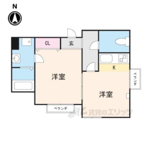 レジアス2(1LDK/2階)の間取り写真