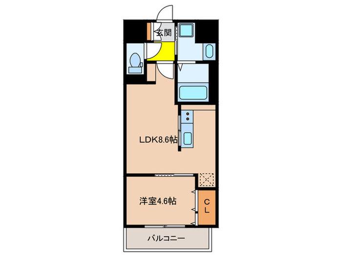 CAISSE 大橋(1LDK/5階)の間取り写真