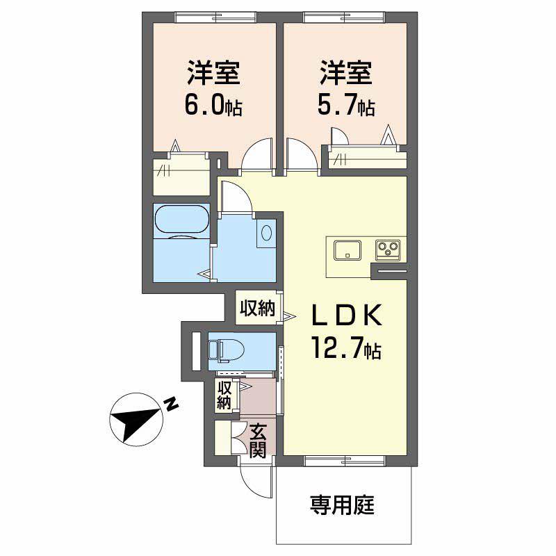 シャーメゾン ニコル(2LDK/1階)の間取り写真