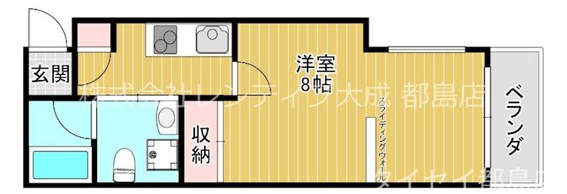 ベリーウェル都島II(1K/2階)の間取り写真