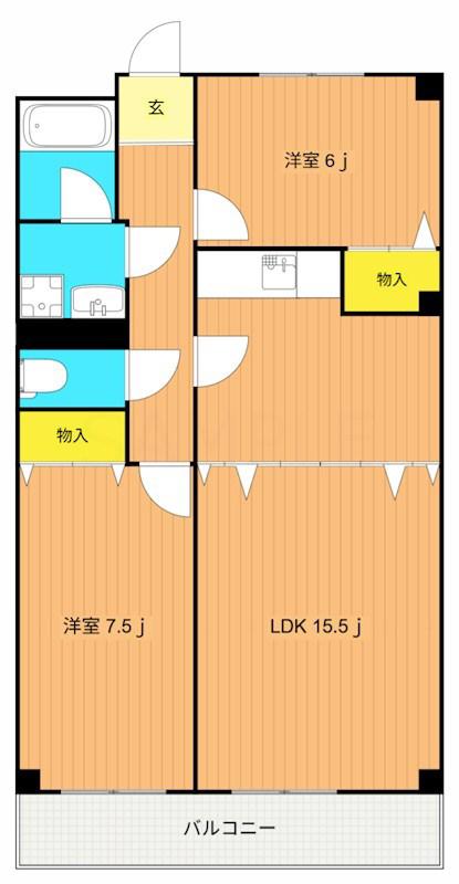 アパートメントカヤ田園調布(2LDK/3階)の間取り写真