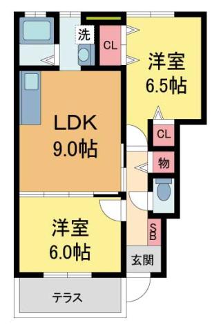 光明町シティハイツ(2LDK/1階)の間取り写真
