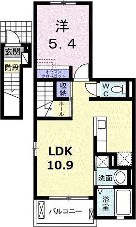 パ-ルテラス(1LDK/2階)の間取り写真